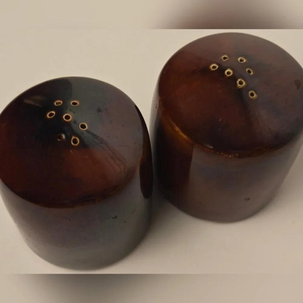 Vintage Hall Brown Drip Glaze Salt and Pepper Shakers USA Mid Century